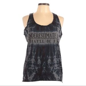 🌺 Sheshow Navy Blue Underestimate Me Tie Dye Racerback Tank Top Size L